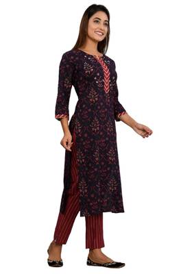 Maroon woven cotton combo-kurtis 2