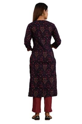 Maroon woven cotton combo-kurtis 4
