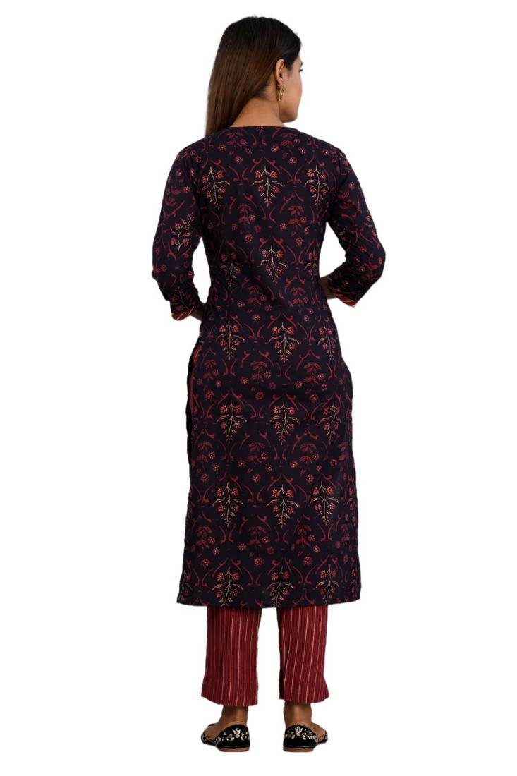 Maroon woven cotton combo-kurtis