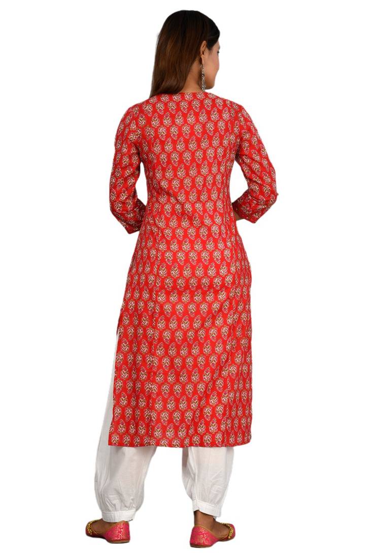 Red woven cotton combo-kurtis