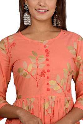 Orange woven cotton ethnic-kurtis 3