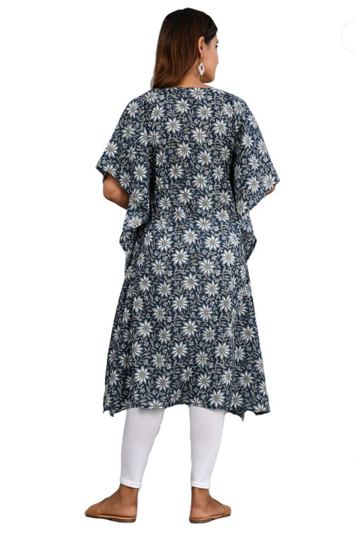 Navy-blue woven cotton kurtas-and-kurtis
