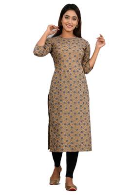 Brown woven cotton kurtas-and-kurtis 5