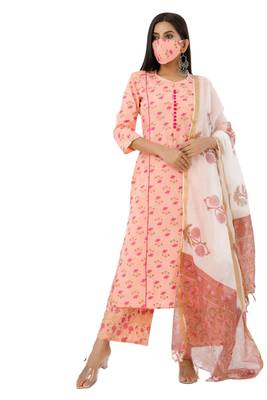 Peach woven cotton combo-kurtis 2