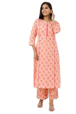 Peach woven cotton combo-kurtis 3
