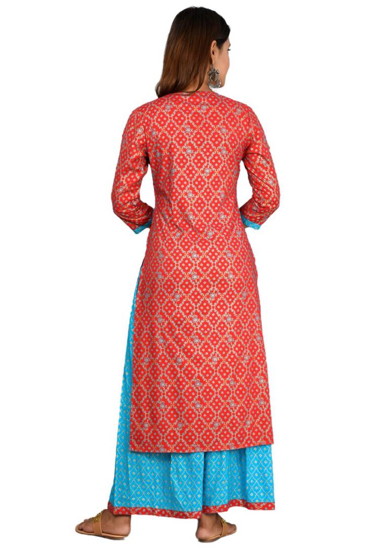 Red woven cotton combo-kurtis