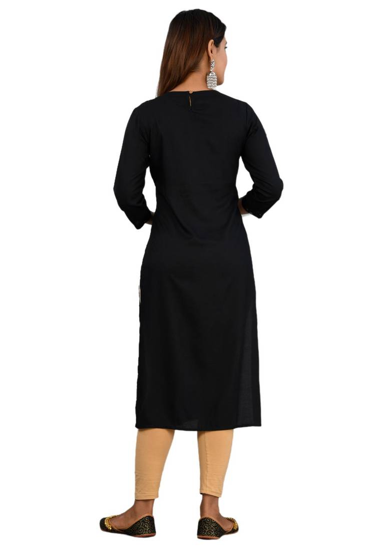 Black woven cotton kurtas-and-kurtis
