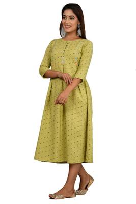 Green woven cotton ethnic-kurtis 3