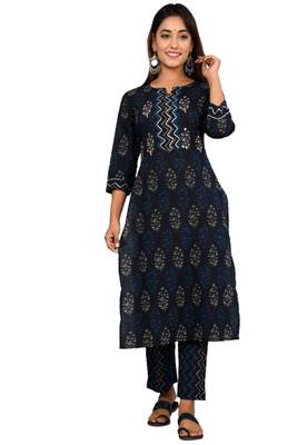 Blue woven cotton combo-kurtis 2