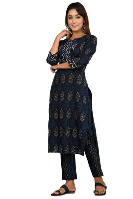 Blue woven cotton combo-kurtis 3