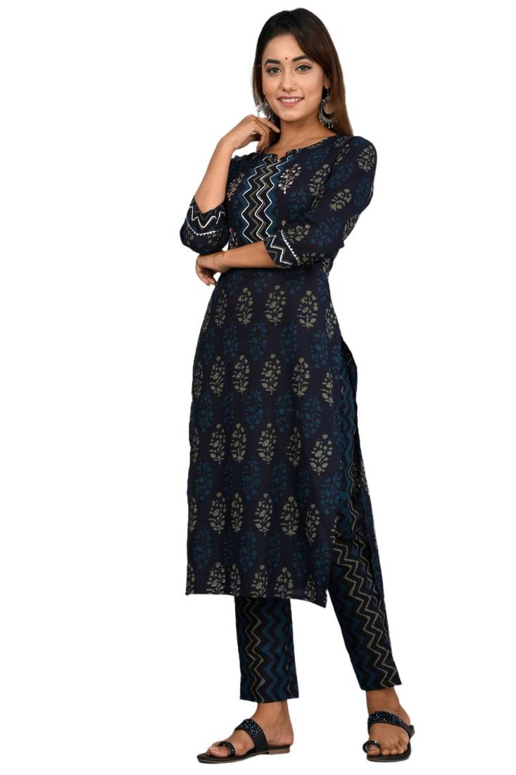 Blue woven cotton combo-kurtis