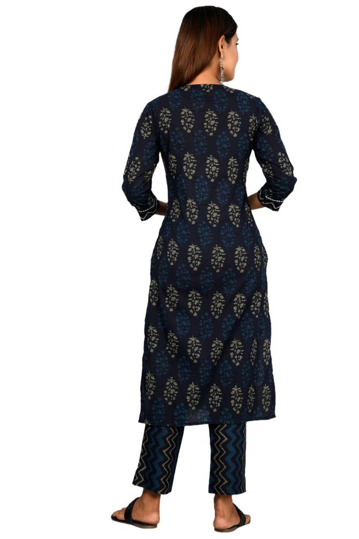 Blue woven cotton combo-kurtis
