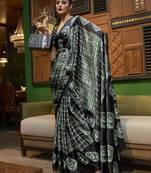 Light green printed crepe saree with blouse