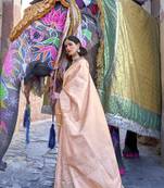 Ivory woven silk saree with blouse