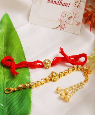 Handcrafted Kundan Rakhi & Lumba Set of 2 1