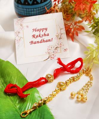 Handcrafted Kundan Rakhi & Lumba Set of 2 2