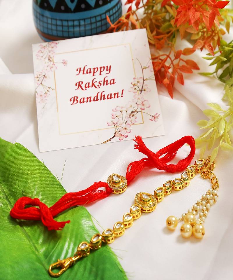 Handcrafted Kundan Rakhi & Lumba Set of 2