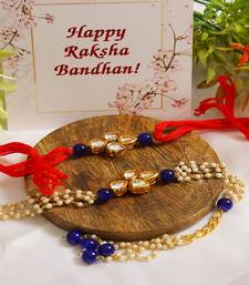 Handmade Kundan Rakhi & Lumba Set Of 2