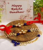 Handmade Kundan Rakhi & Lumba Set Of 2