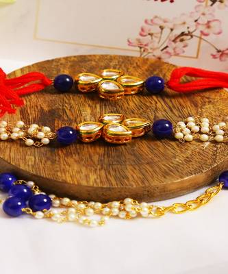 Handmade Kundan Rakhi & Lumba Set Of 2 2