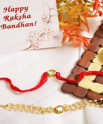 Handcrafted Floral Kundan Rakhi & Lumba Set Of 2 1