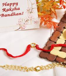 Handcrafted Floral Kundan Rakhi & Lumba Set Of 2