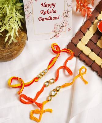 Kundan Handmade Rakhi Set Of 3 1
