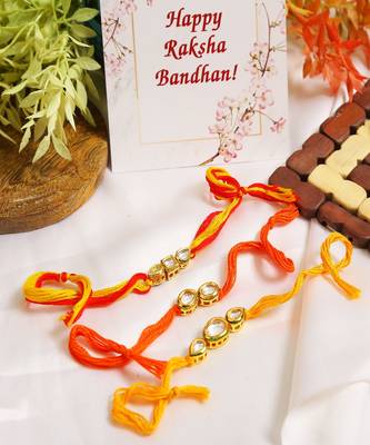 Kundan Handmade Rakhi Set Of 3 2