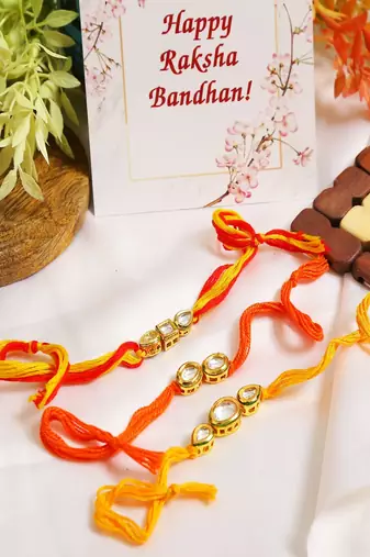 Kundan Handmade Rakhi Set Of 3