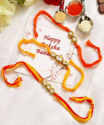 Kundan Handmade Rakhi Set Of 3 3