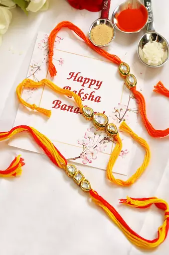 Kundan Handmade Rakhi Set Of 3