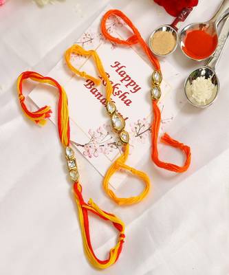 Kundan Handmade Rakhi Set Of 3 4