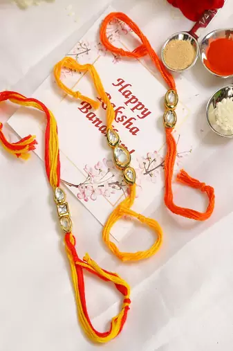 Kundan Handmade Rakhi Set Of 3
