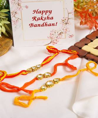 Kundan Handmade Rakhi Set Of 3 5