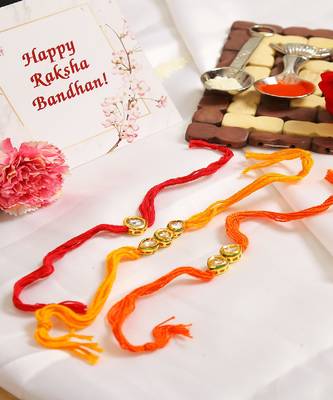 Kundan Handmade Rakhi Set of 3 1