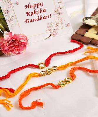 Kundan Handmade Rakhi Set of 3 2