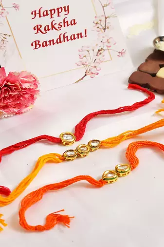Kundan Handmade Rakhi Set of 3