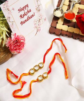Kundan Handmade Rakhi- Set of 2 1