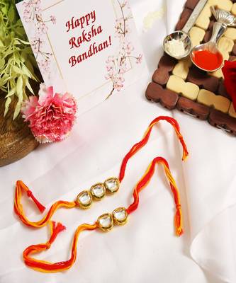 Kundan Handmade Rakhi- Set of 2 2
