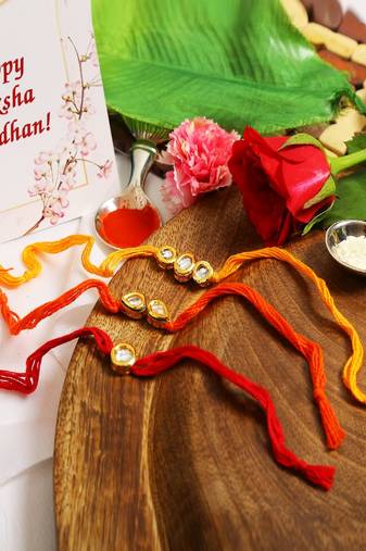 Kundan Handmade Rakhi Set Of 3