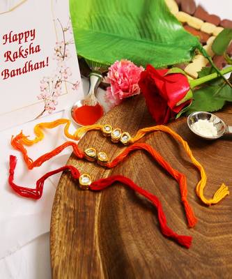 Kundan Handmade Rakhi Set Of 3 1
