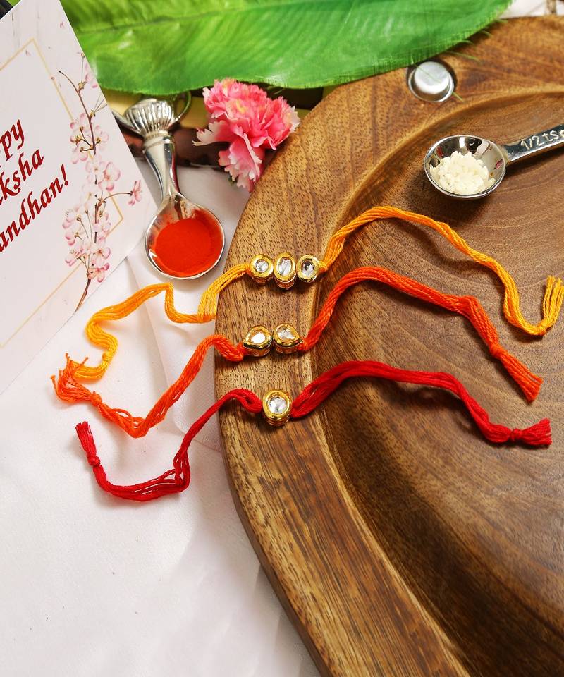 Kundan Handmade Rakhi Set Of 3
