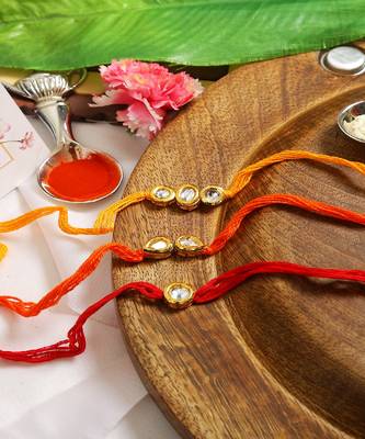 Kundan Handmade Rakhi Set Of 3 3