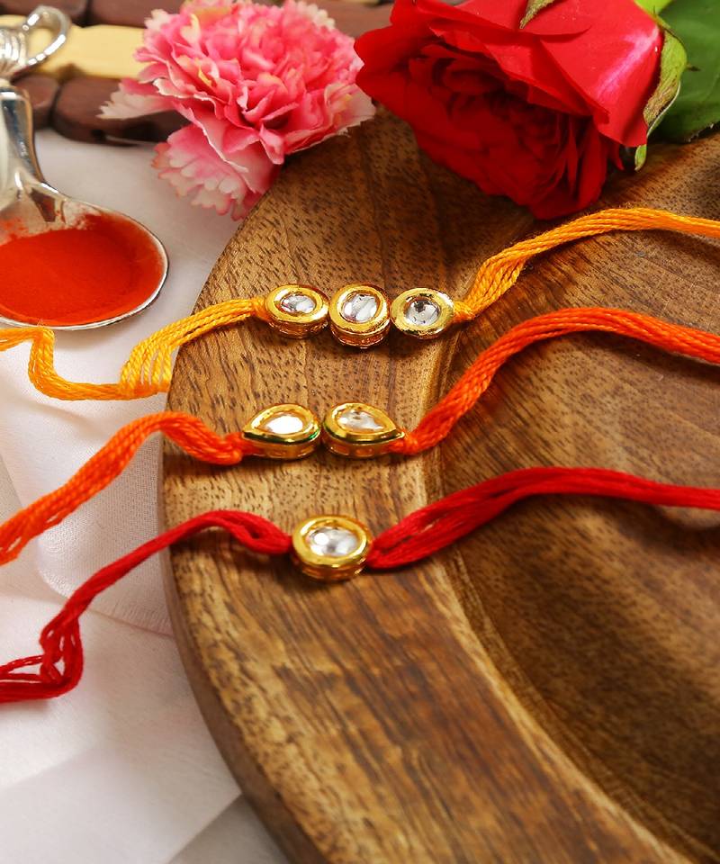 Kundan Handmade Rakhi Set Of 3