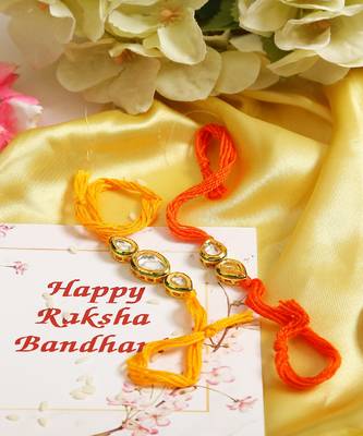 Kundan Handmade Rakhi Set Of 2 1