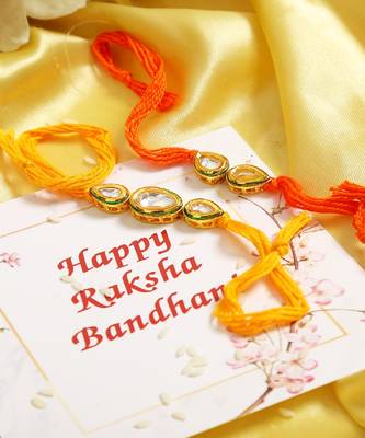 Kundan Handmade Rakhi Set Of 2 2