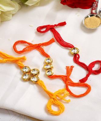 Kundan Handmade Rakhi Set Of 3 1