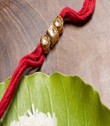 Red Gold Tone Kundan Rakhi