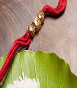 Red Gold Tone Kundan Rakhi