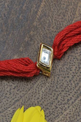 Red Gold Tone Kundan Rakhi
